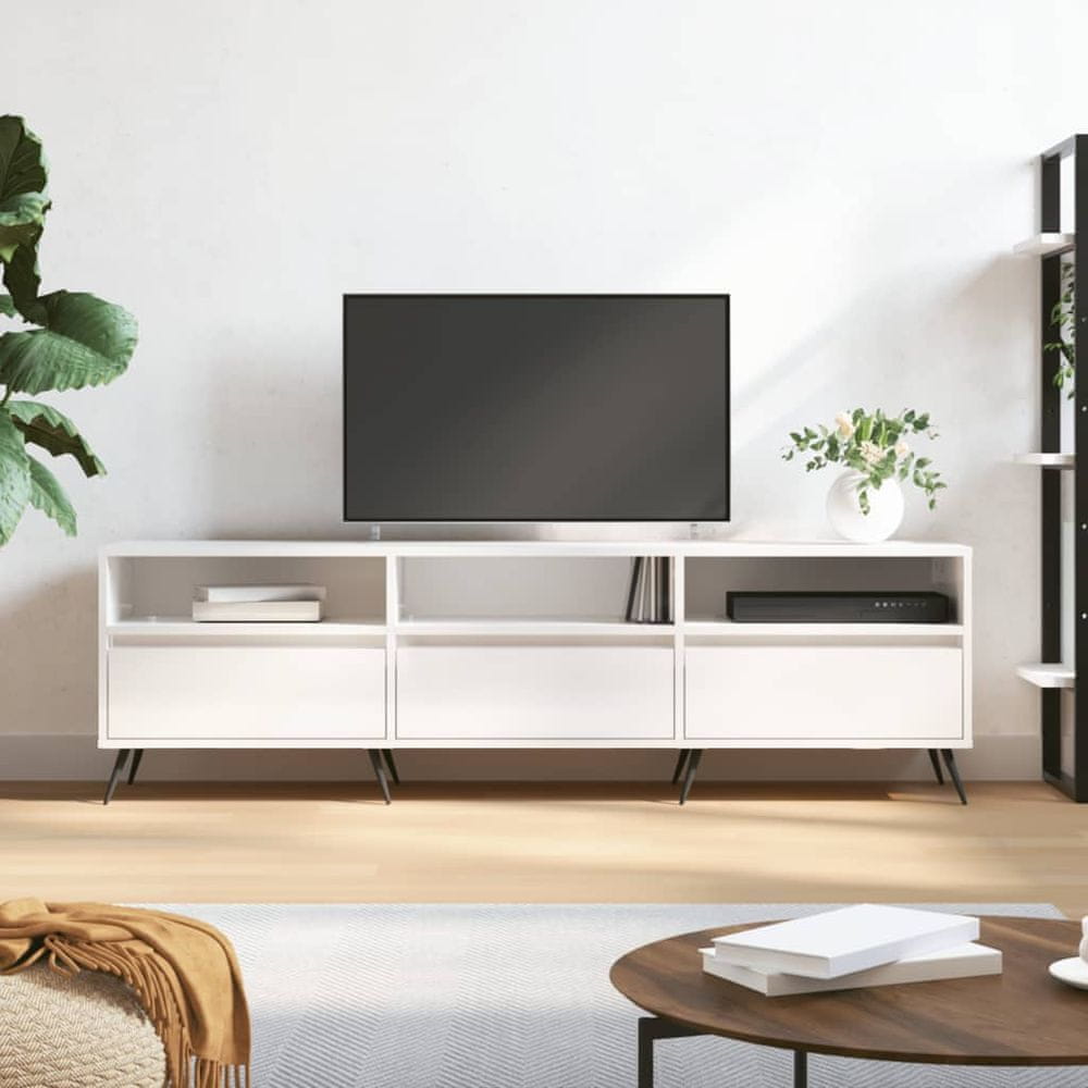 Vidaxl TV skrinka lesklá biela 150x30x44,5 cm kompozitné drevo